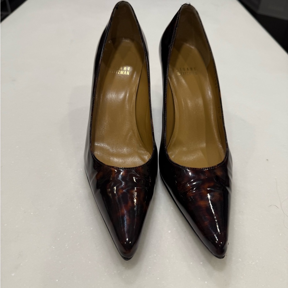 EUC Stuart Weitzman Patent Tortoise Shell Heels (size 7.5) - Picture 2 of 11